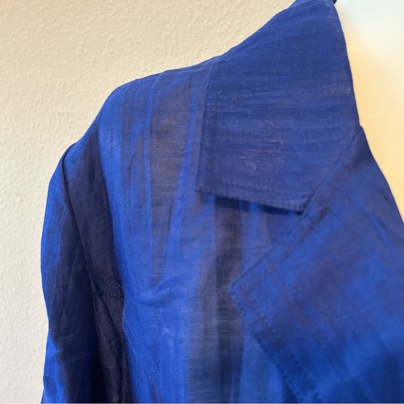 Chico’s cobalt blue linen blend blazer jacket size L (2) office career classic - Picture 3 of 10